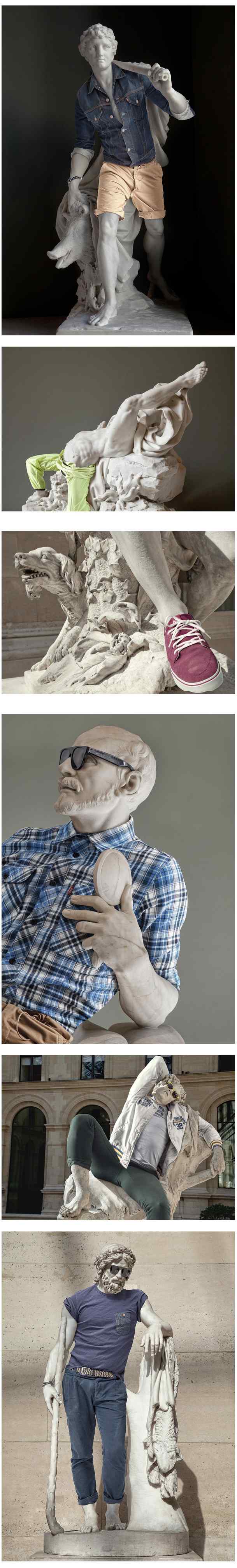 고대 조각상에 현대 옷 입히기