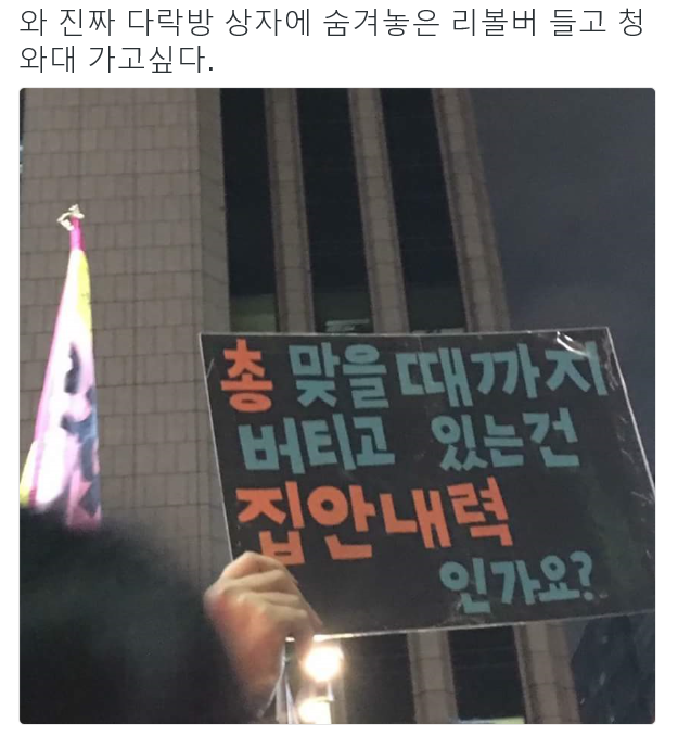리볼버 들고 청와대 가고 싶다고 하자