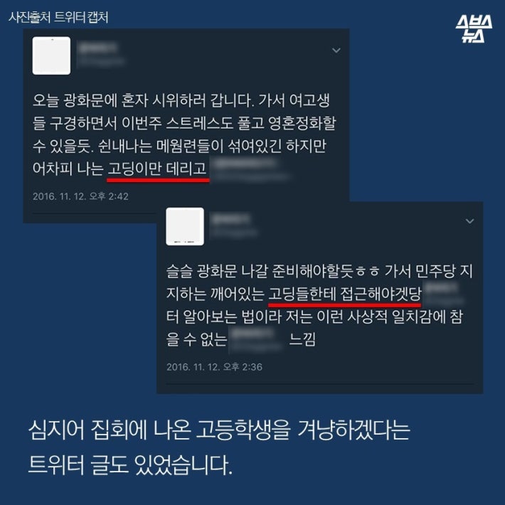 100만 집회 성추행 당한 게 선동인가요