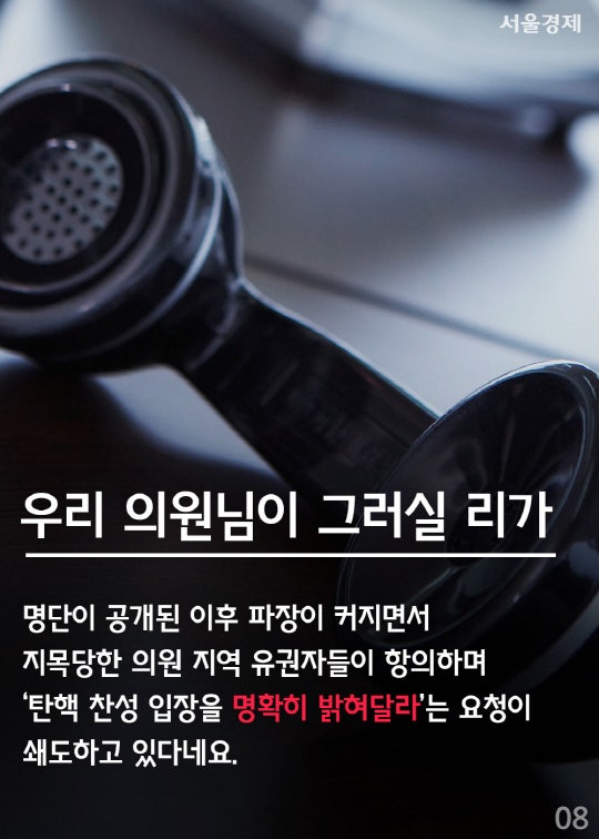 탄핵반대 의원 명단 공개했더니 생긴 일