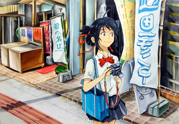 너의이름은 미츠하를 그려봤어요!