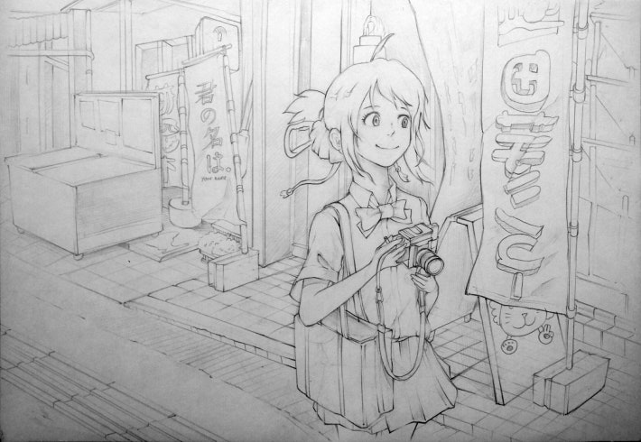 너의이름은 미츠하를 그려봤어요!