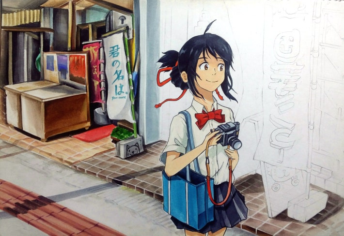 너의이름은 미츠하를 그려봤어요!