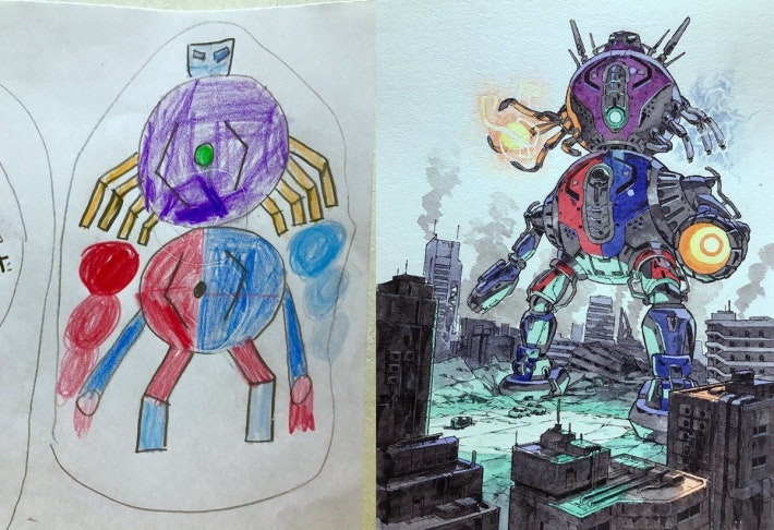 아들 그림을 승화시켜주는 아빠