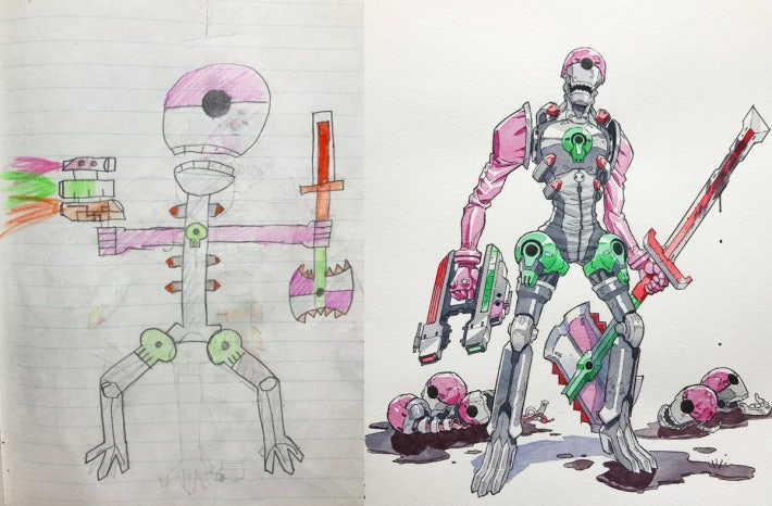 아들 그림을 승화시켜주는 아빠