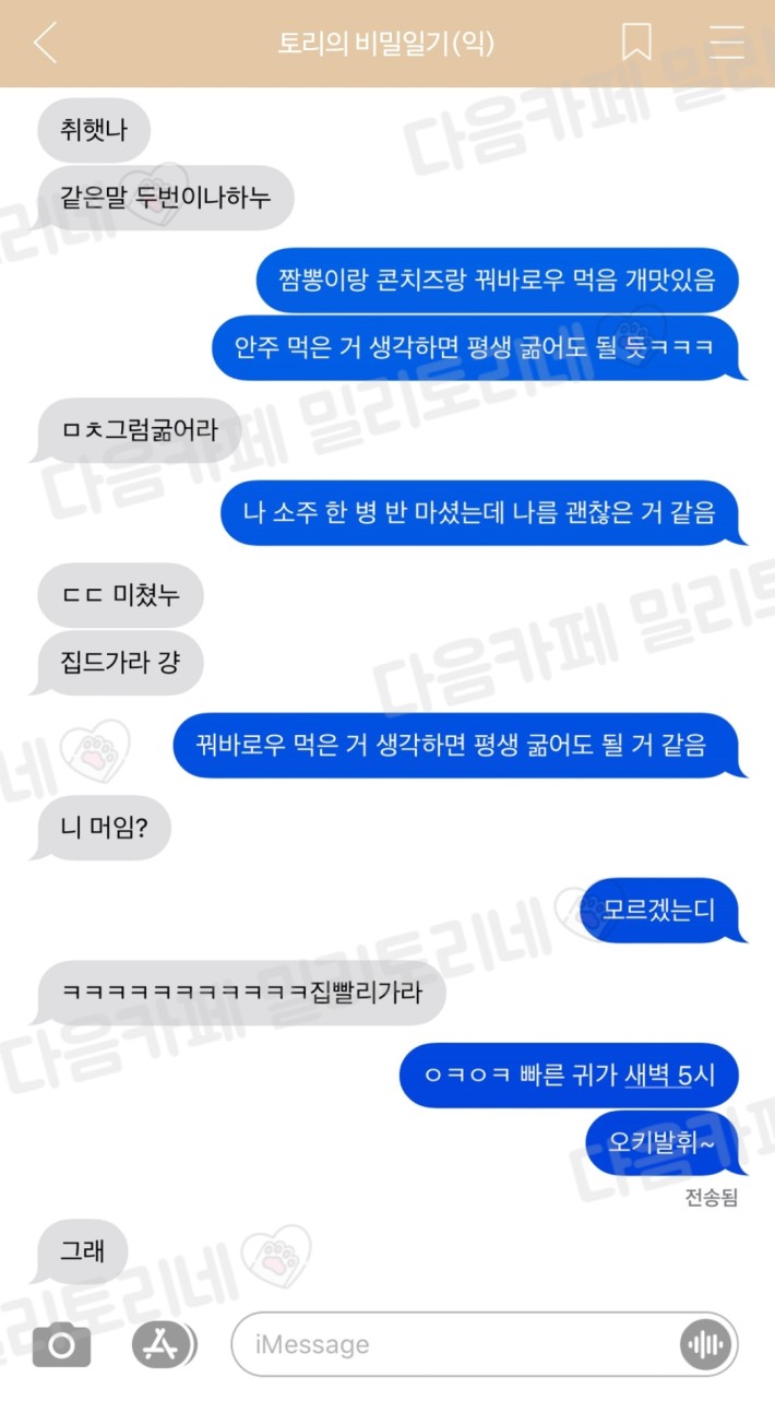 성인 됐을 때 친오빠랑 문자한 거 봐ㅋㅋ